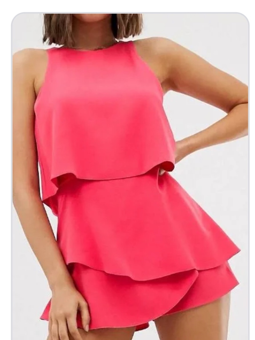 River Island Coral Pink Tiered Playsuit
